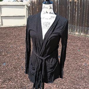 THX Black Front-Tie Cardigan Sweater Cover Jacket Wrap Open-Front Shrug M/L